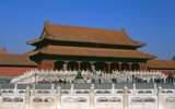 The Gate of Supreme Harmony  (pinyin: Tàihémén; Manchu: Amba hūwaliyambure duka), is the second major gate at the southern side of the Forbidden City.<br/><br/>

The Forbidden City, built between 1406 and 1420, served for 500 years (until the end of the imperial era in 1911) as the seat of all power in China, the throne of the Son of Heaven and the private residence of all the Ming and Qing dynasty emperors. The complex consists of 980 buildings with 8,707 bays of rooms and covers 720,000 m2 (7,800,000 sq ft).